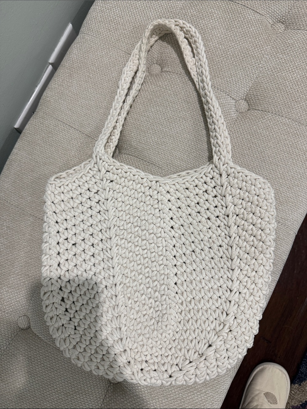 Ivory Crochet Tote Bag